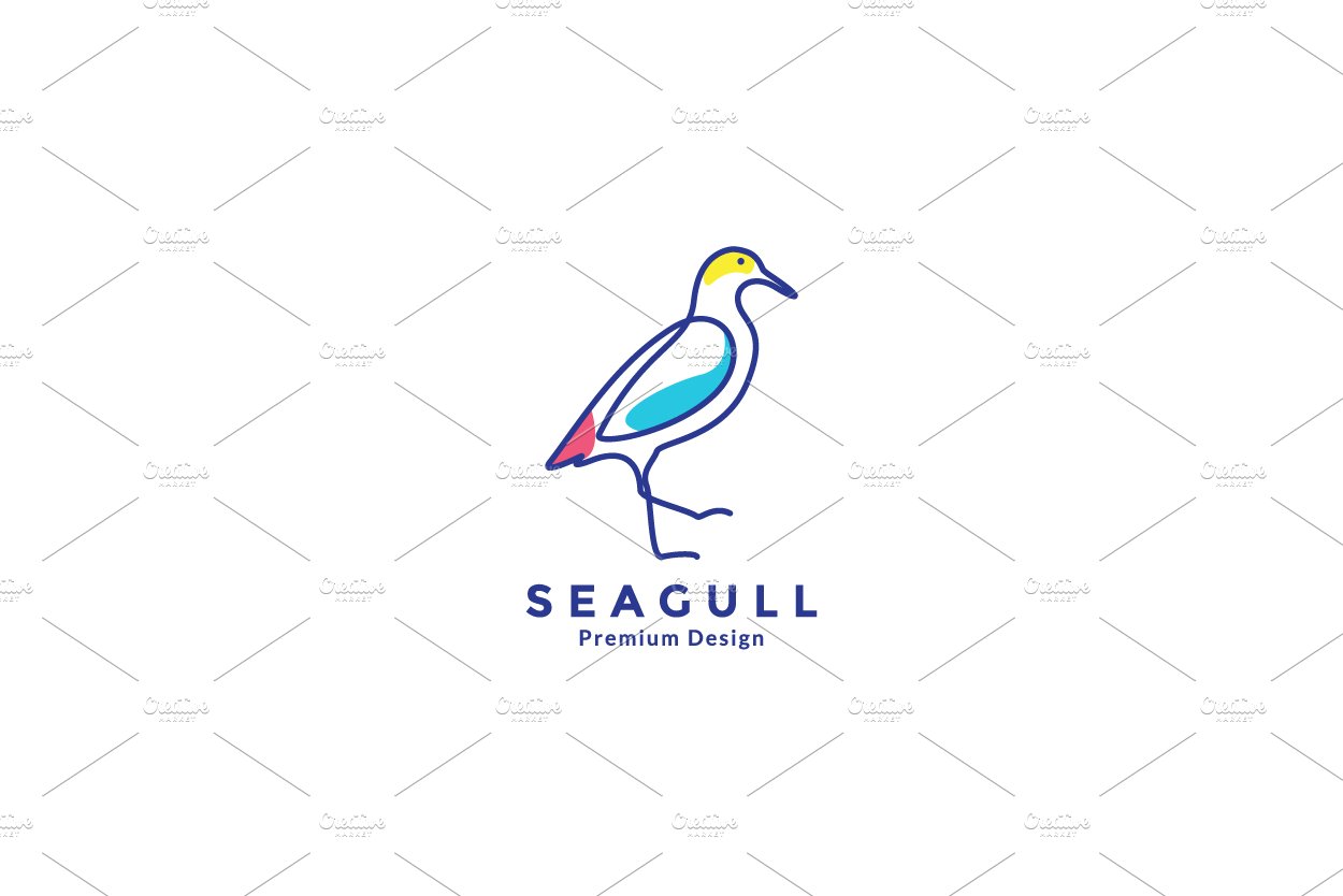 bird seagull line colorful logo cover image.
