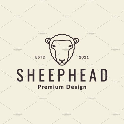 animal cute lines sheep head logo cover image.