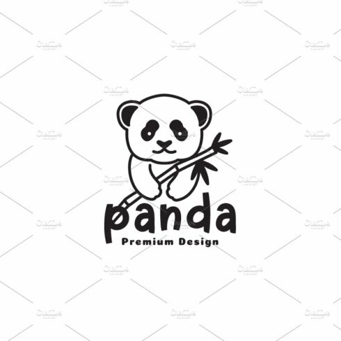 cute panda with bamboo leaf logo cover image.