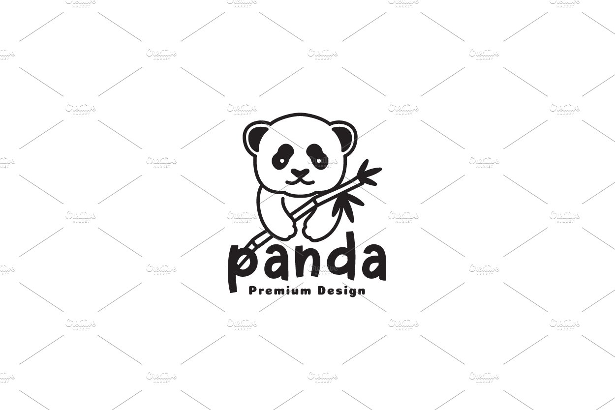 cute panda with bamboo leaf logo cover image.