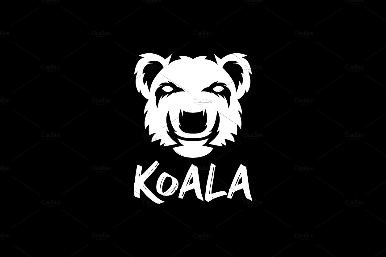 head koala scare logo design vector cover image.