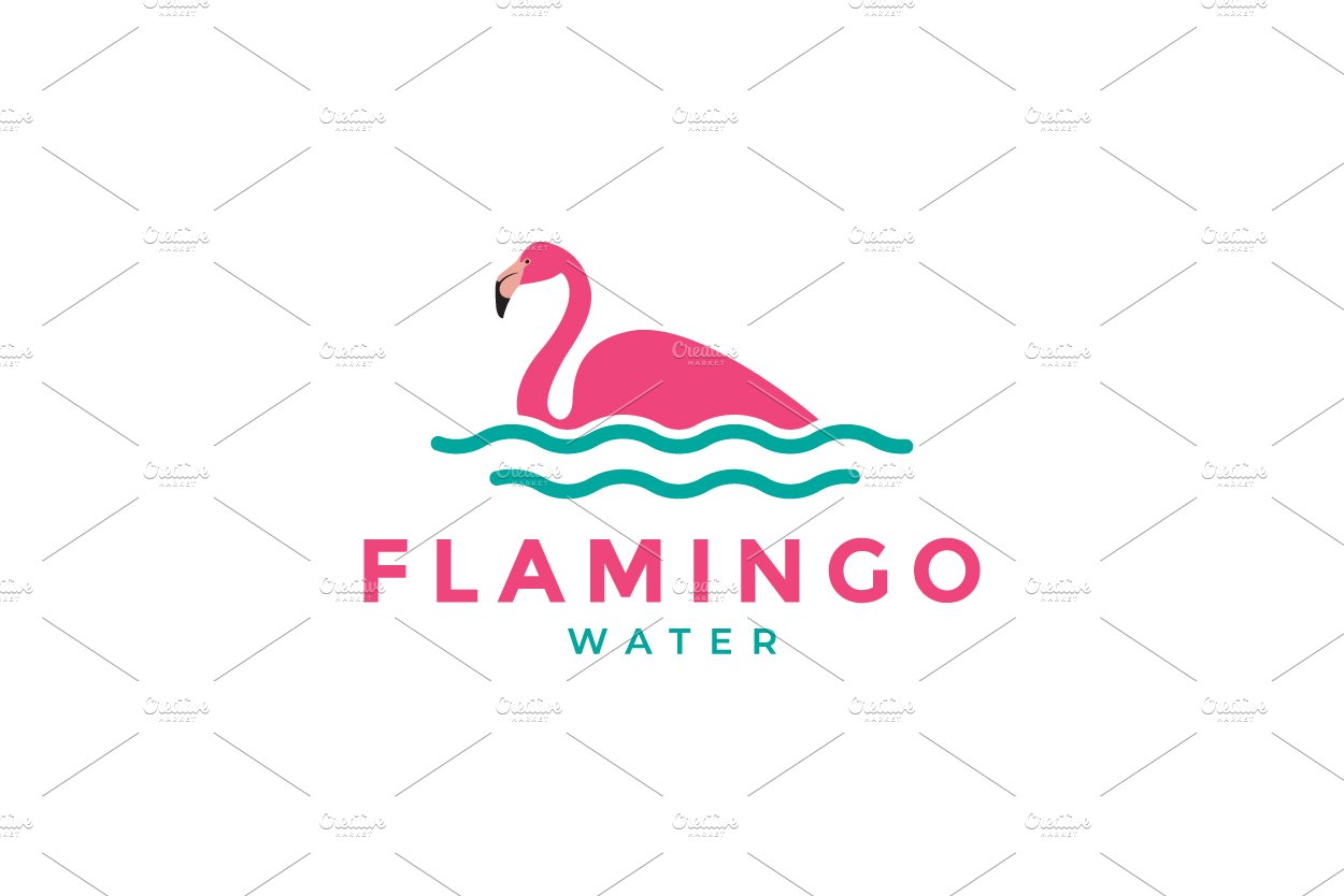 colorful bird flamingo swimming logo cover image.