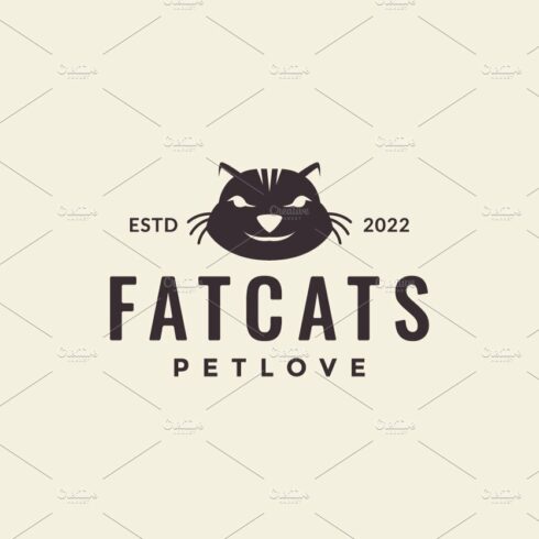 hipster head fat cat logo design cover image.