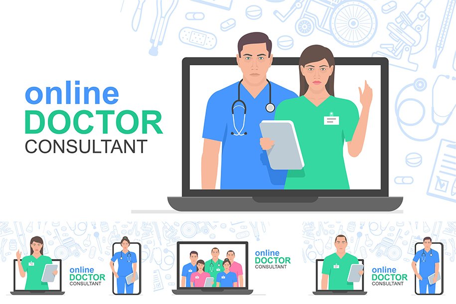 Online consultation doctor cover image.