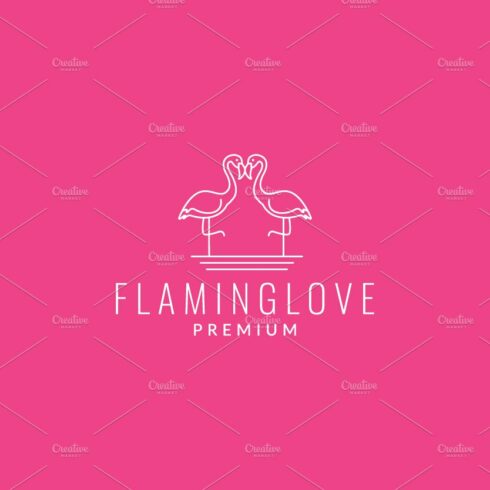 two flamingo line modern logo vector cover image.