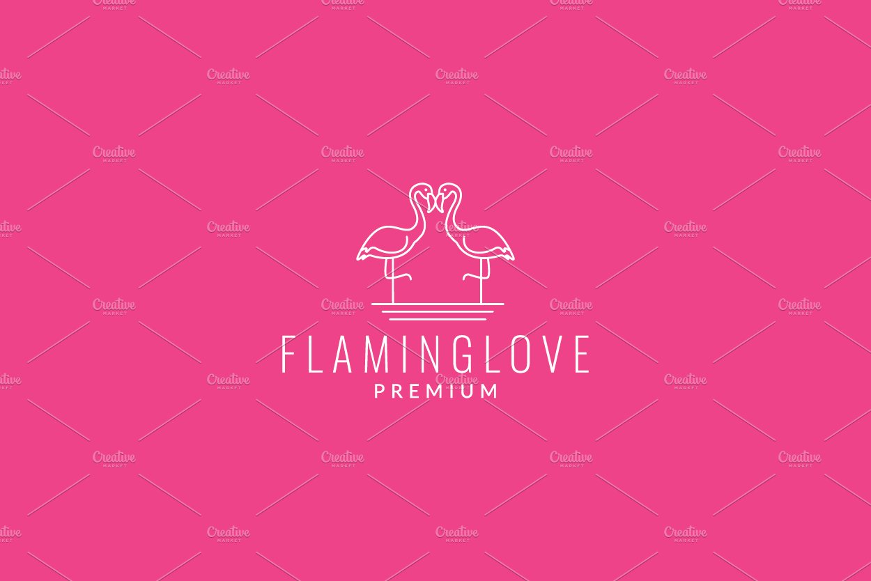 two flamingo line modern logo vector cover image.