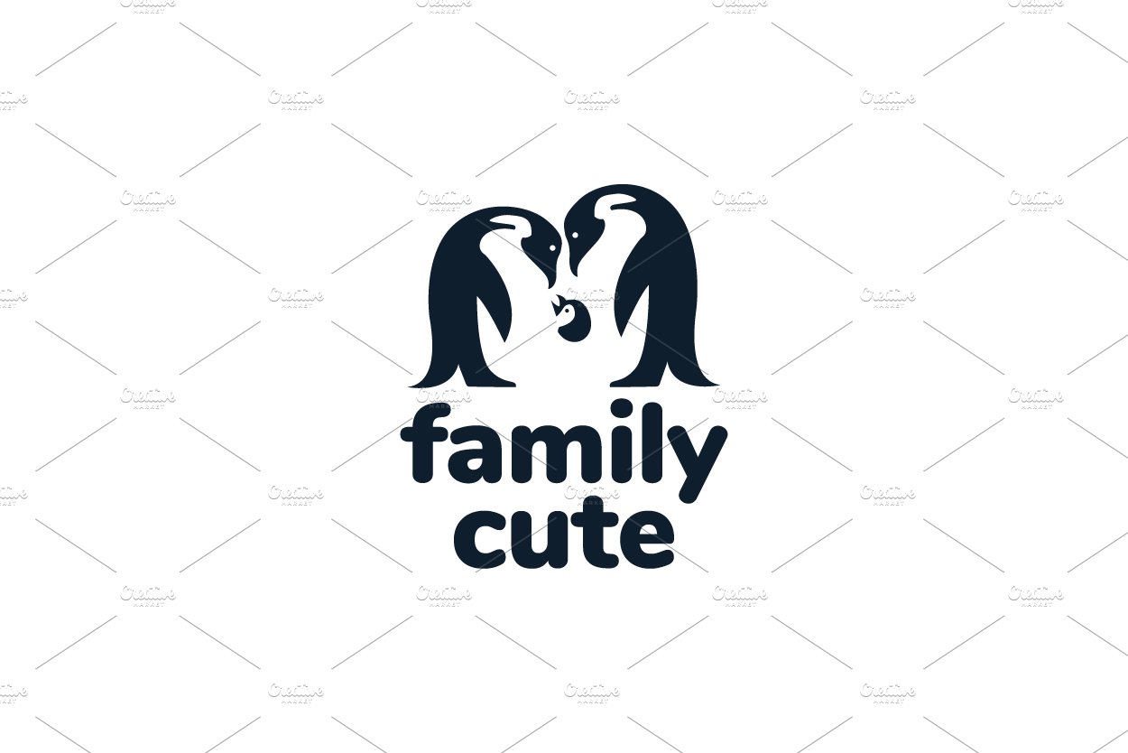 family penguin cute romance logo cover image.