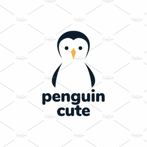 little kid penguin cute logo vector cover image.