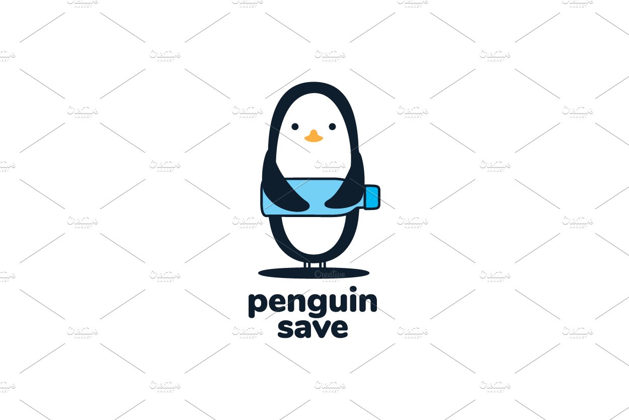 little penguin with bottle cute logo cover image.