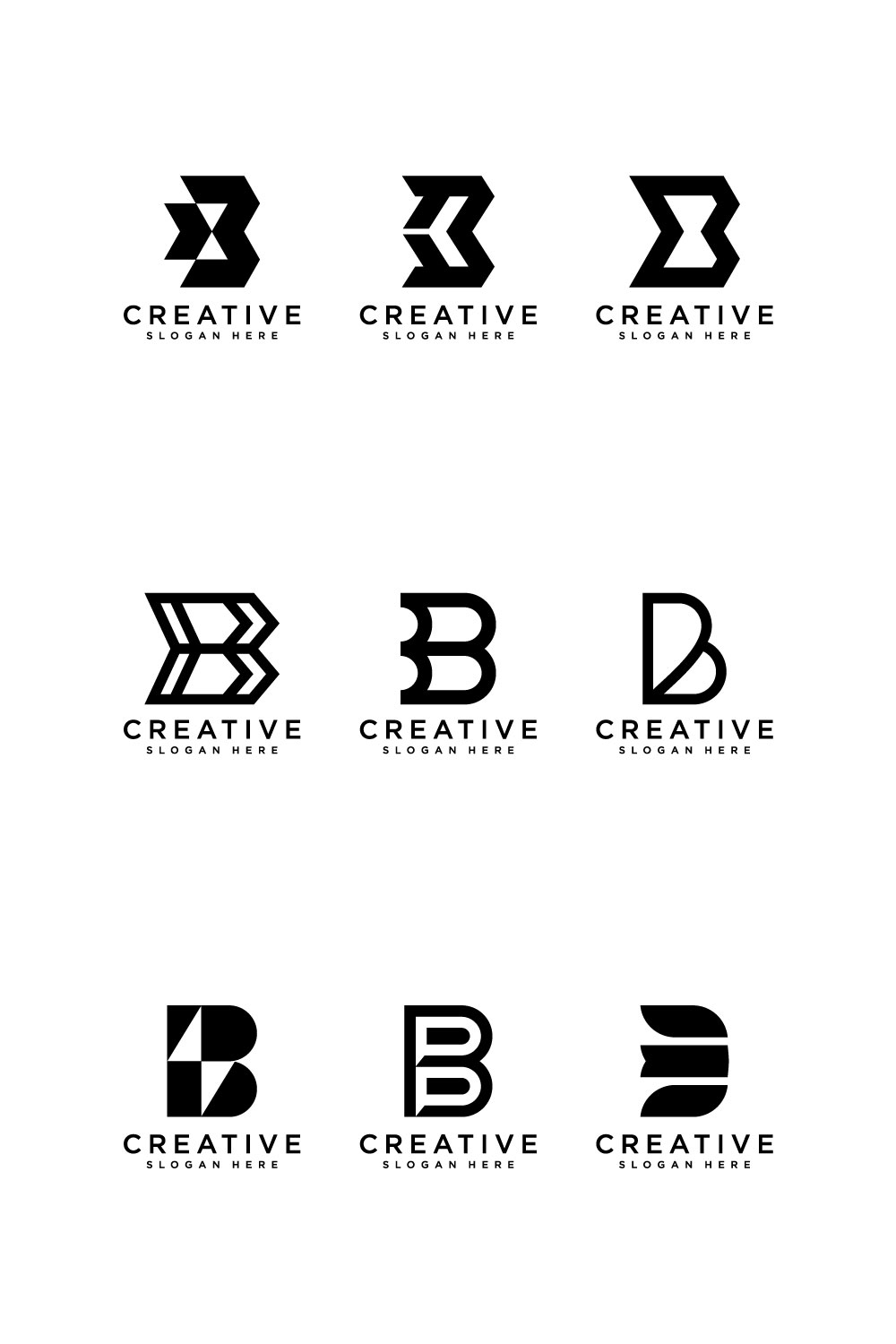 set of initial letter b logo pinterest preview image.