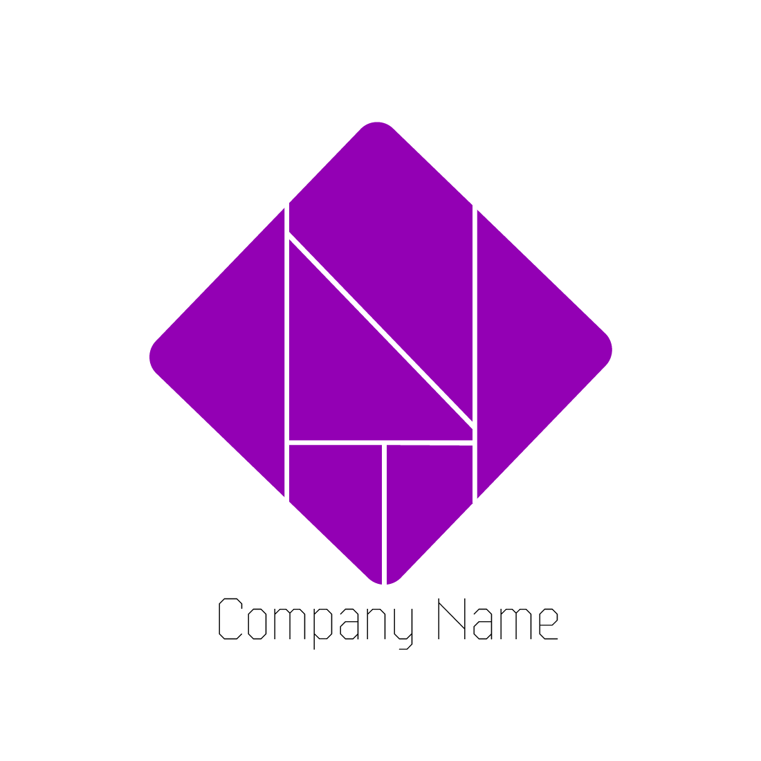 Purple square logo with a rectangle in the middle.