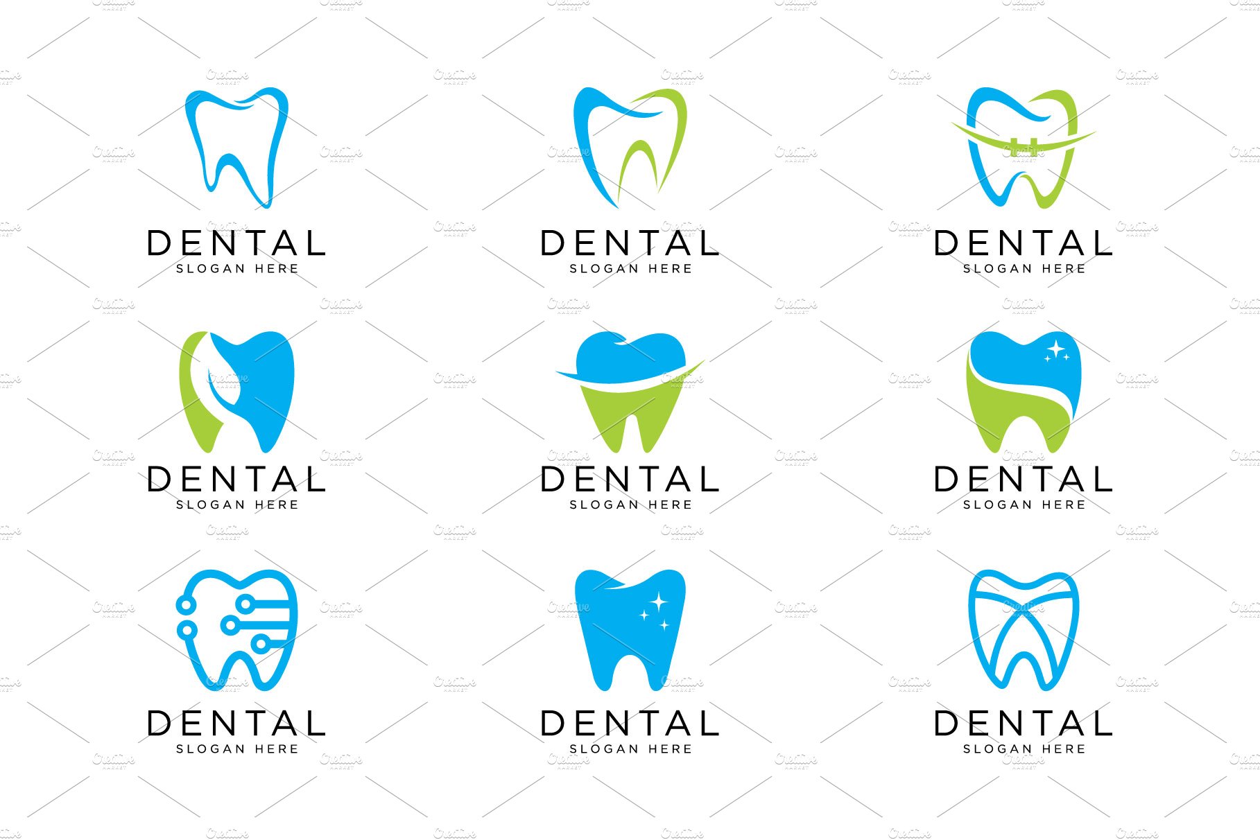 set of dental logo design vector cover image.