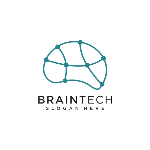 brain technology logo design vector template cover image.