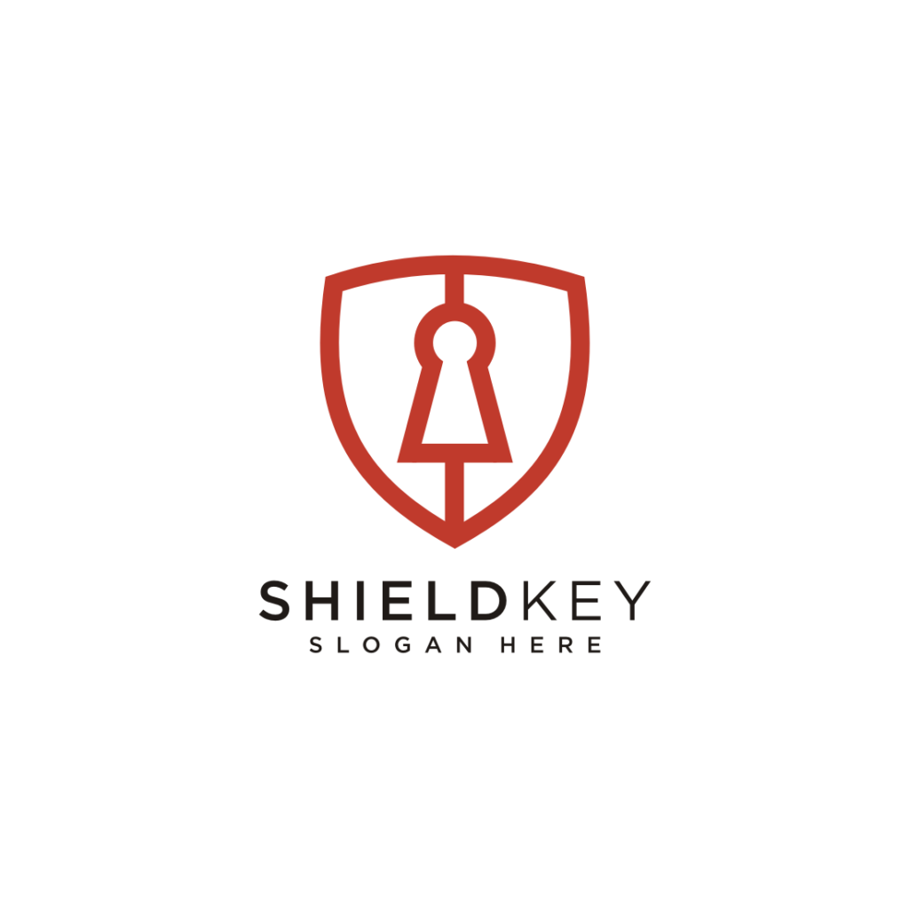 red shield with key logo vector MasterBundles