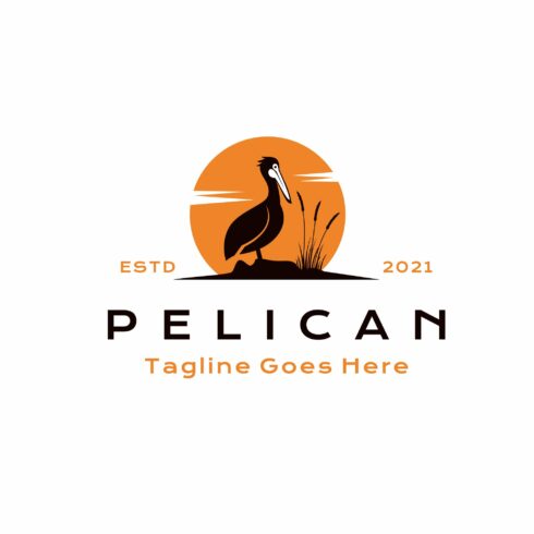 Pelican Bird Sunset Logo Design cover image.