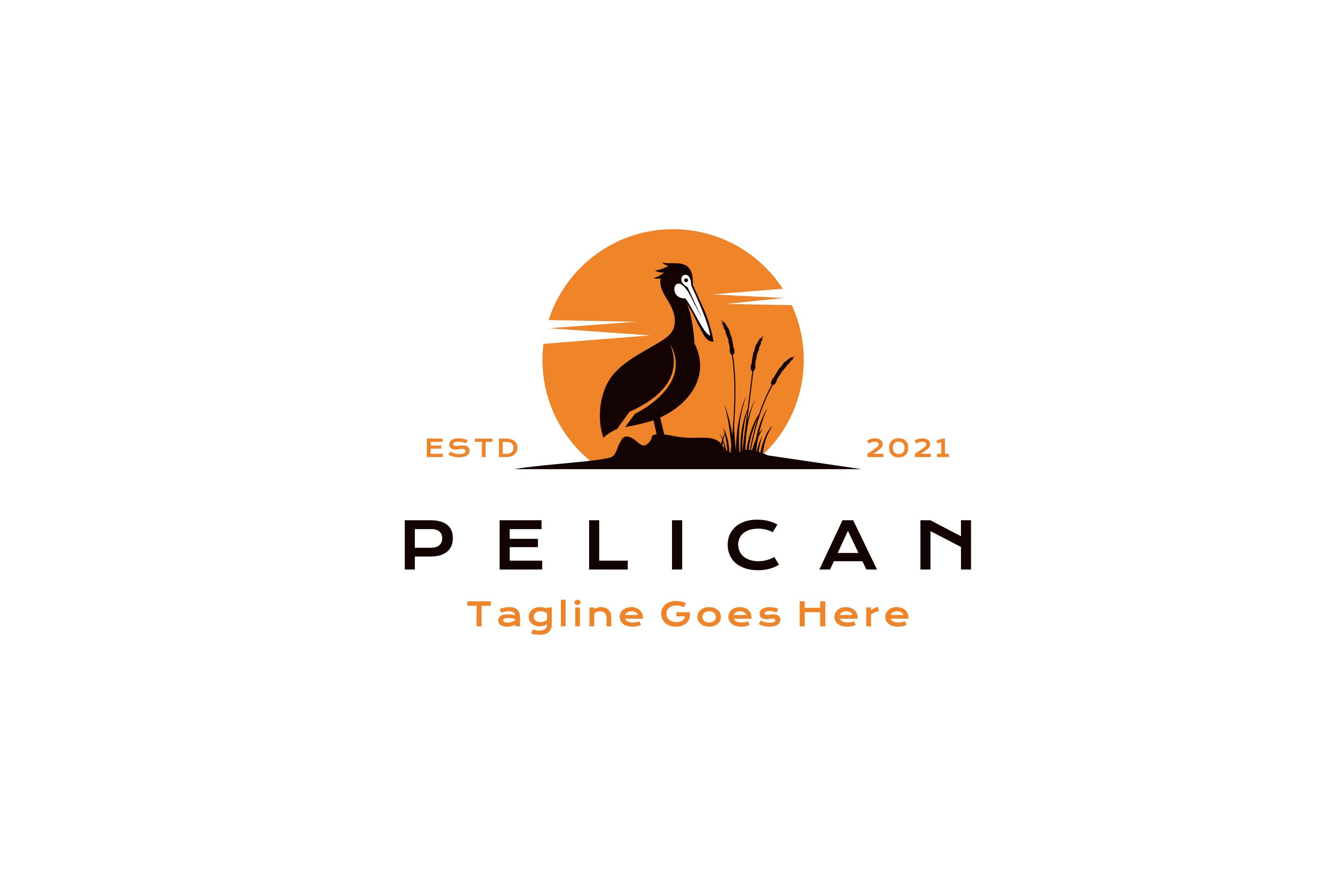 Pelican Bird Sunset Logo Design cover image.