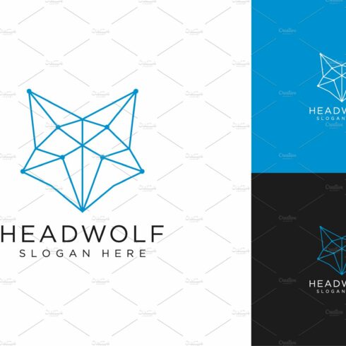 head wolf logo vector and line style cover image.
