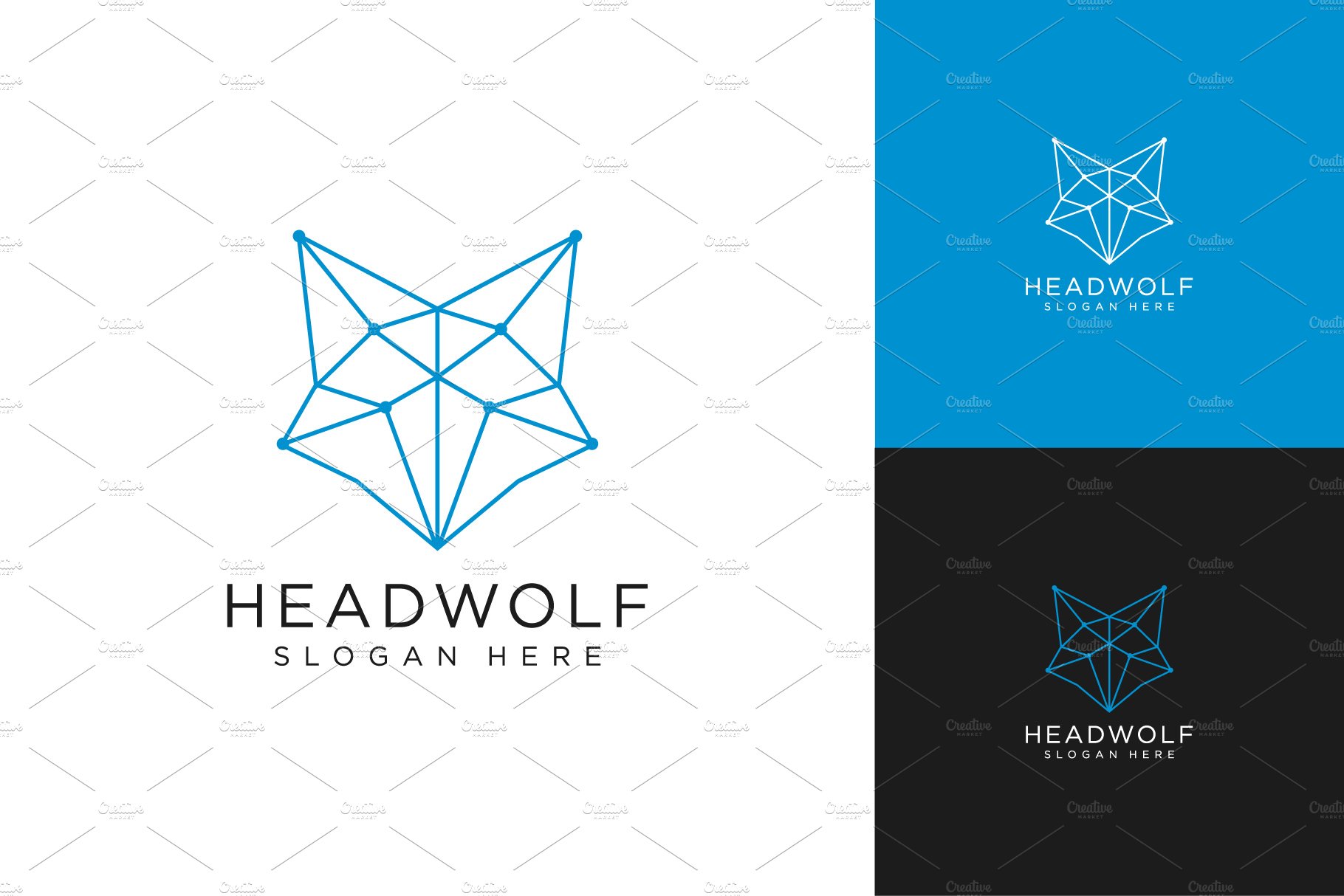 head wolf logo vector and line style cover image.