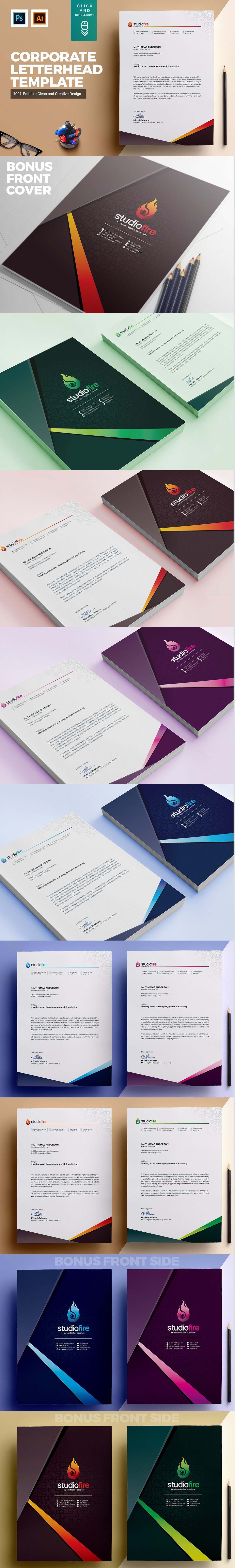 12 ms word psd eps corporate letterhead pad design template 830