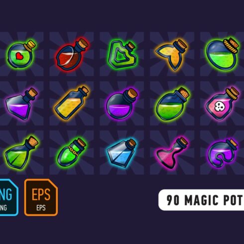90 Magic potion Icons cover image.