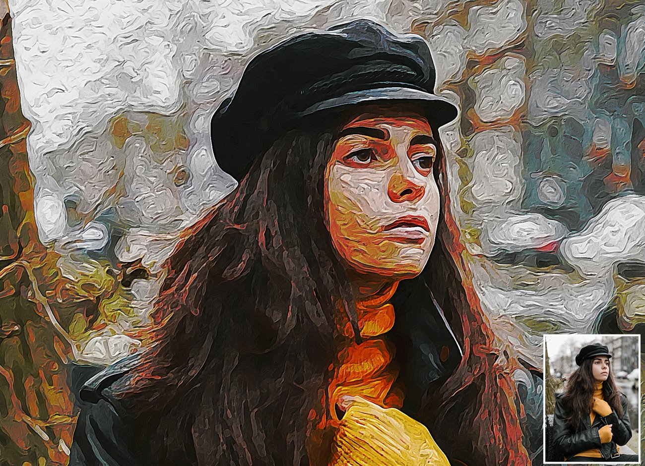 Van Gogh Oil Paint Photoshop Action preview image.