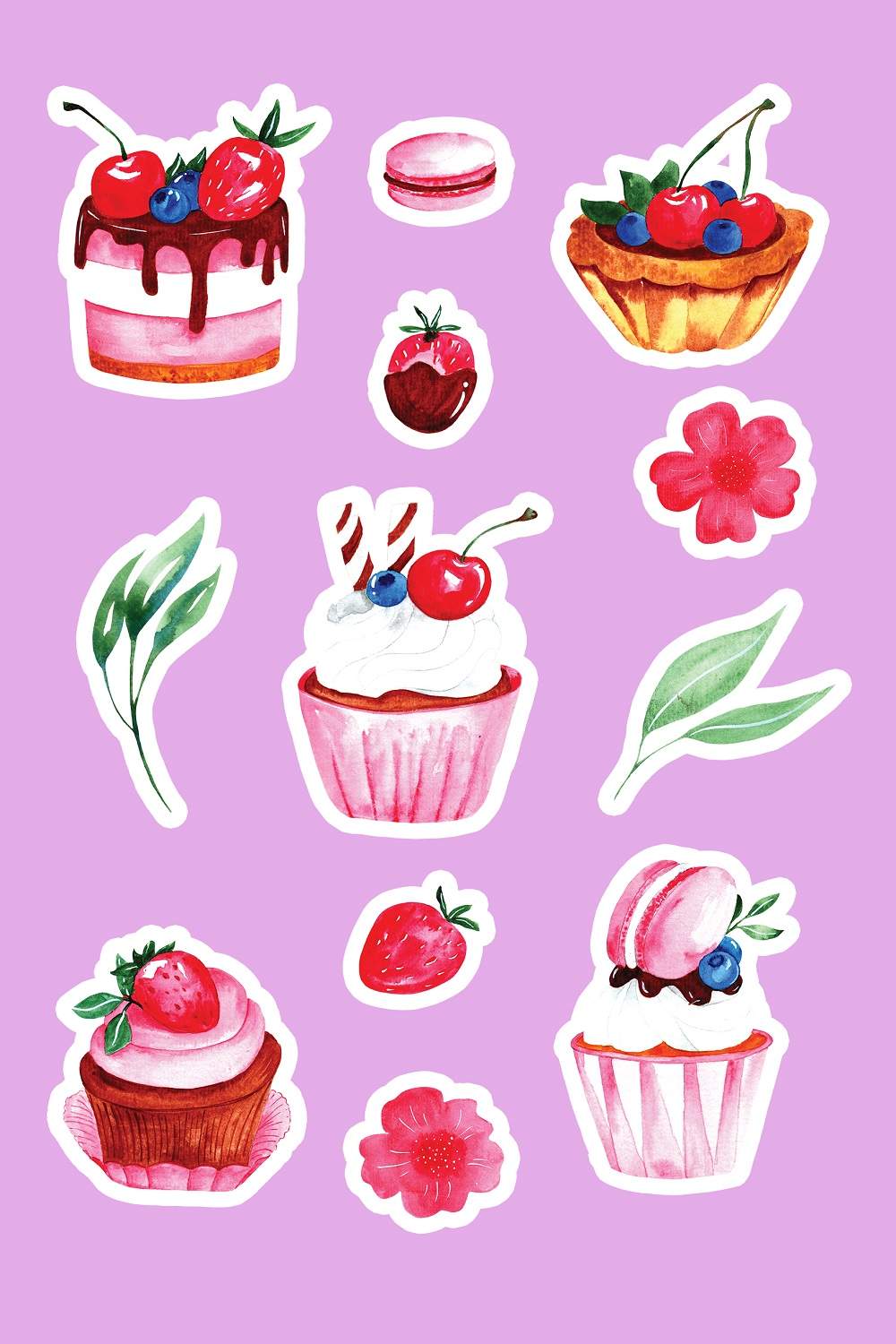 Pastry Cupcakes Sticker Pack pinterest preview image.