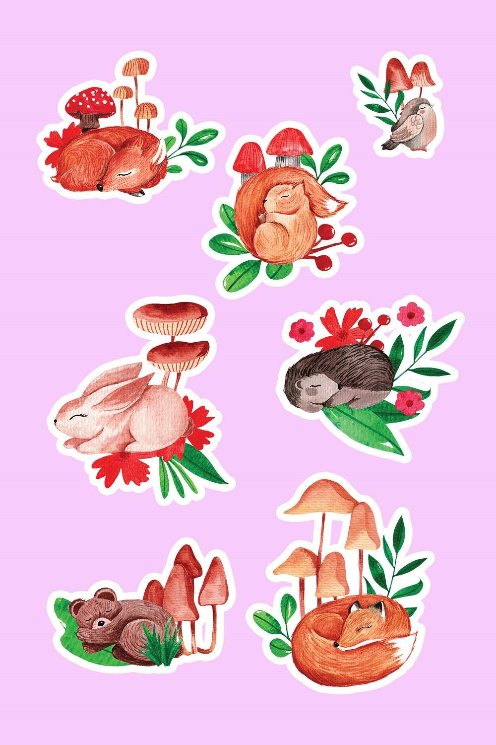 Sleeping Baby Animals Cute Stickers pinterest preview image.