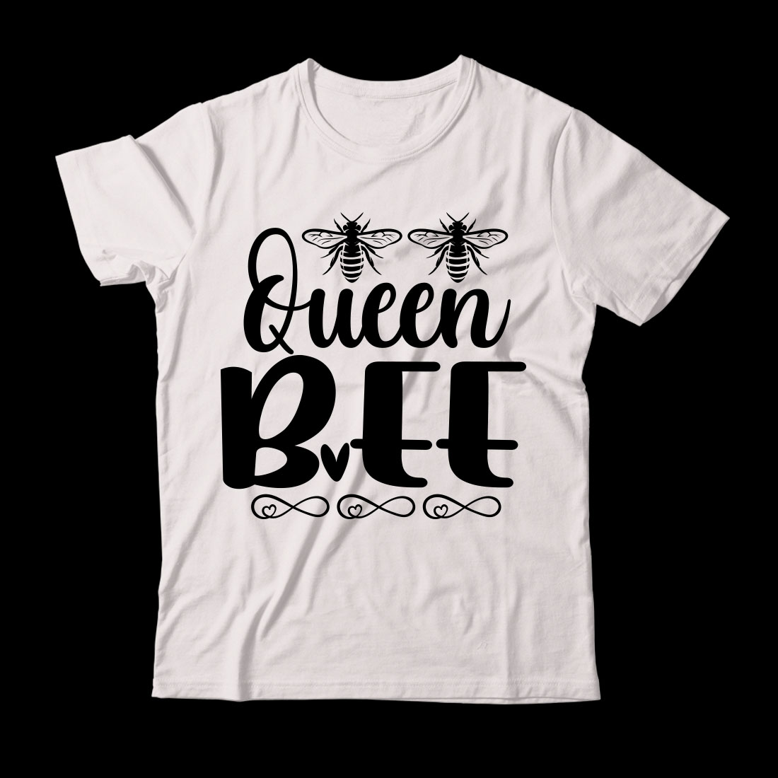 White t - shirt with the words queen bee on it.
