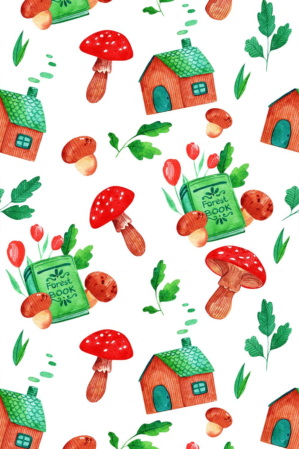 Cozy Cottage Seamless Patterns pinterest preview image.