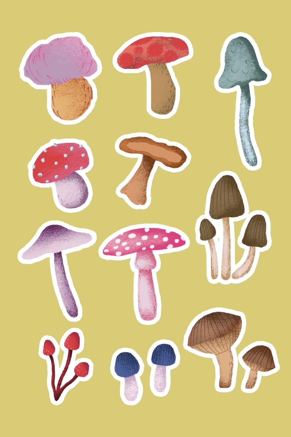 Mushrooms Sticker Pack pinterest preview image.