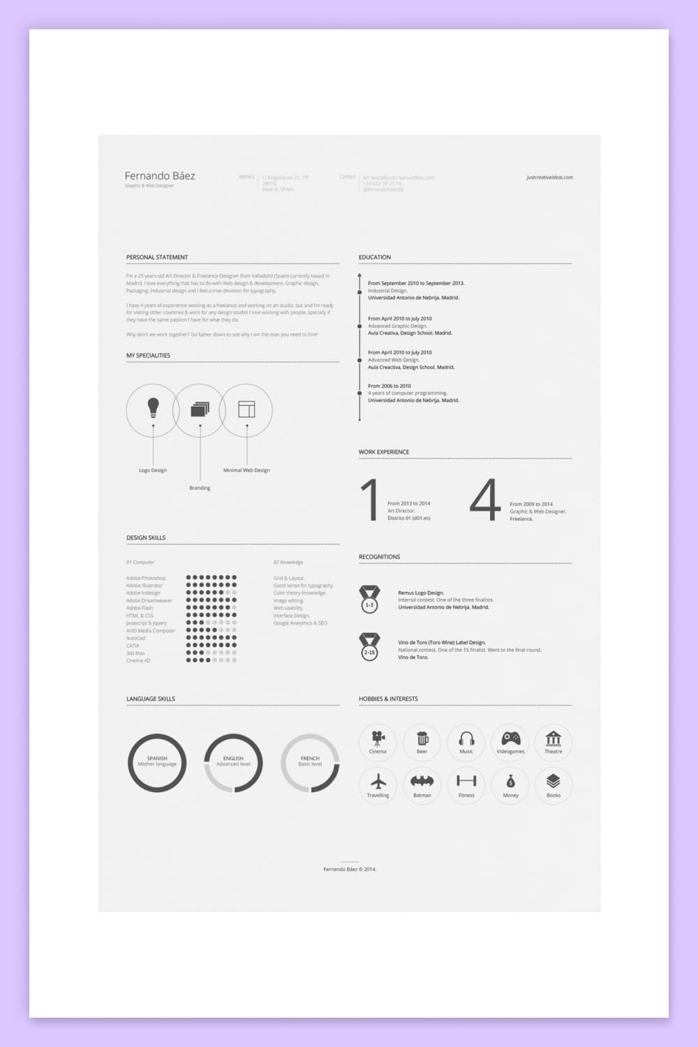 A well organized, eye-catching, and voguish resume template.