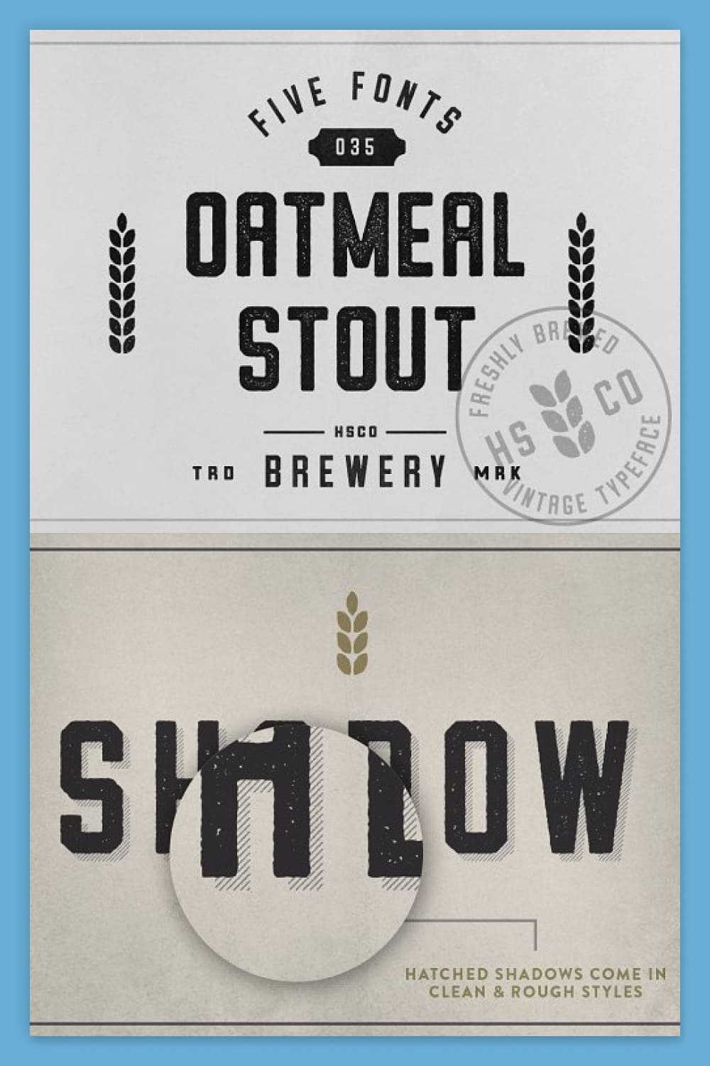 Collage with examples of Oatmeal Stout font usage for restaurant menus.