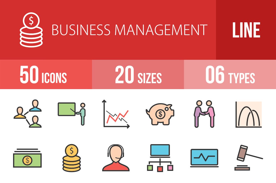 50 Business Line Filled Icons cover image.