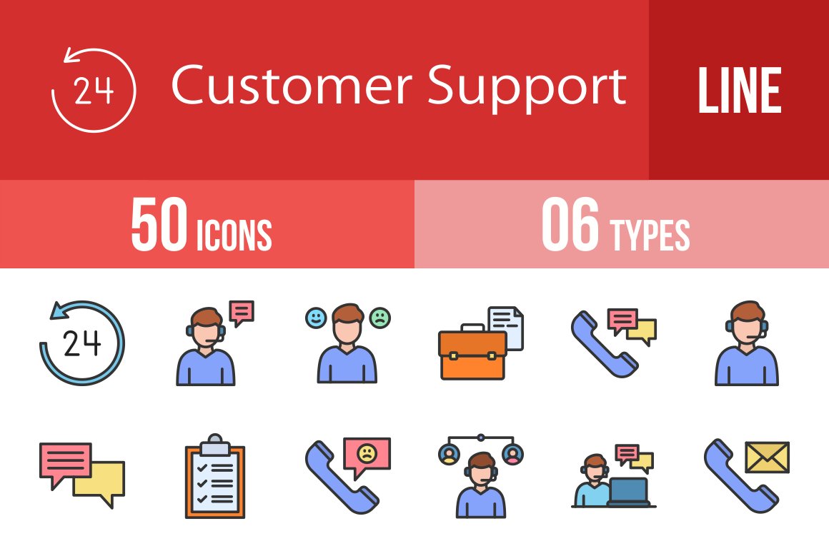 50 Customer Support Filled Line Icon cover image.