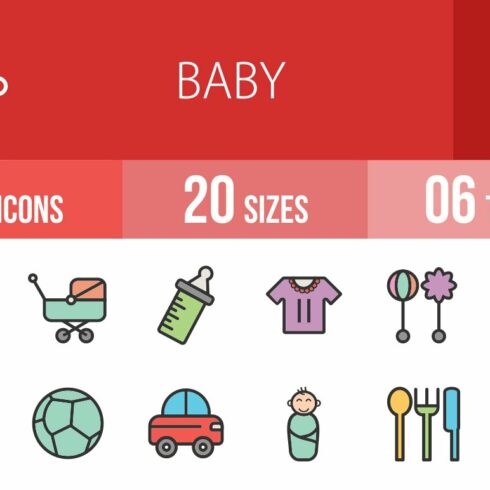 50 Baby Line Filled Icons cover image.