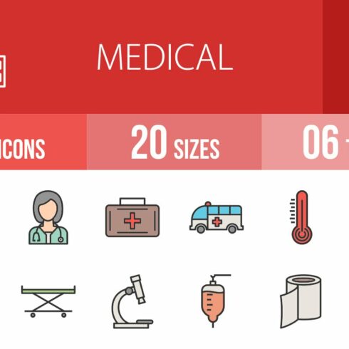 50 Medical Filled Line Icons cover image.