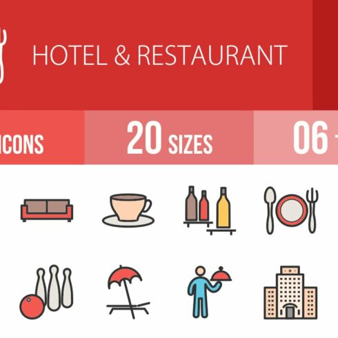 60 Hotel Line Filled Icons cover image.