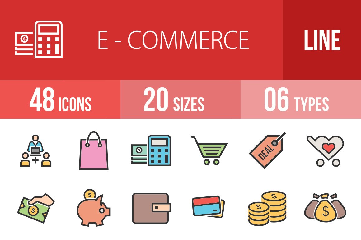 48 Ecommerce Line Filled Icons cover image.