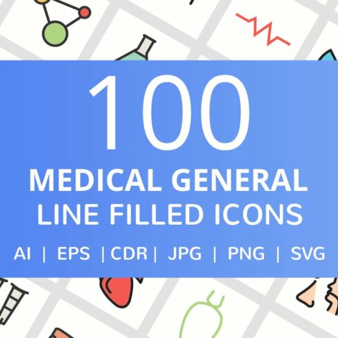 100 Medical General Filled Line Icon cover image.