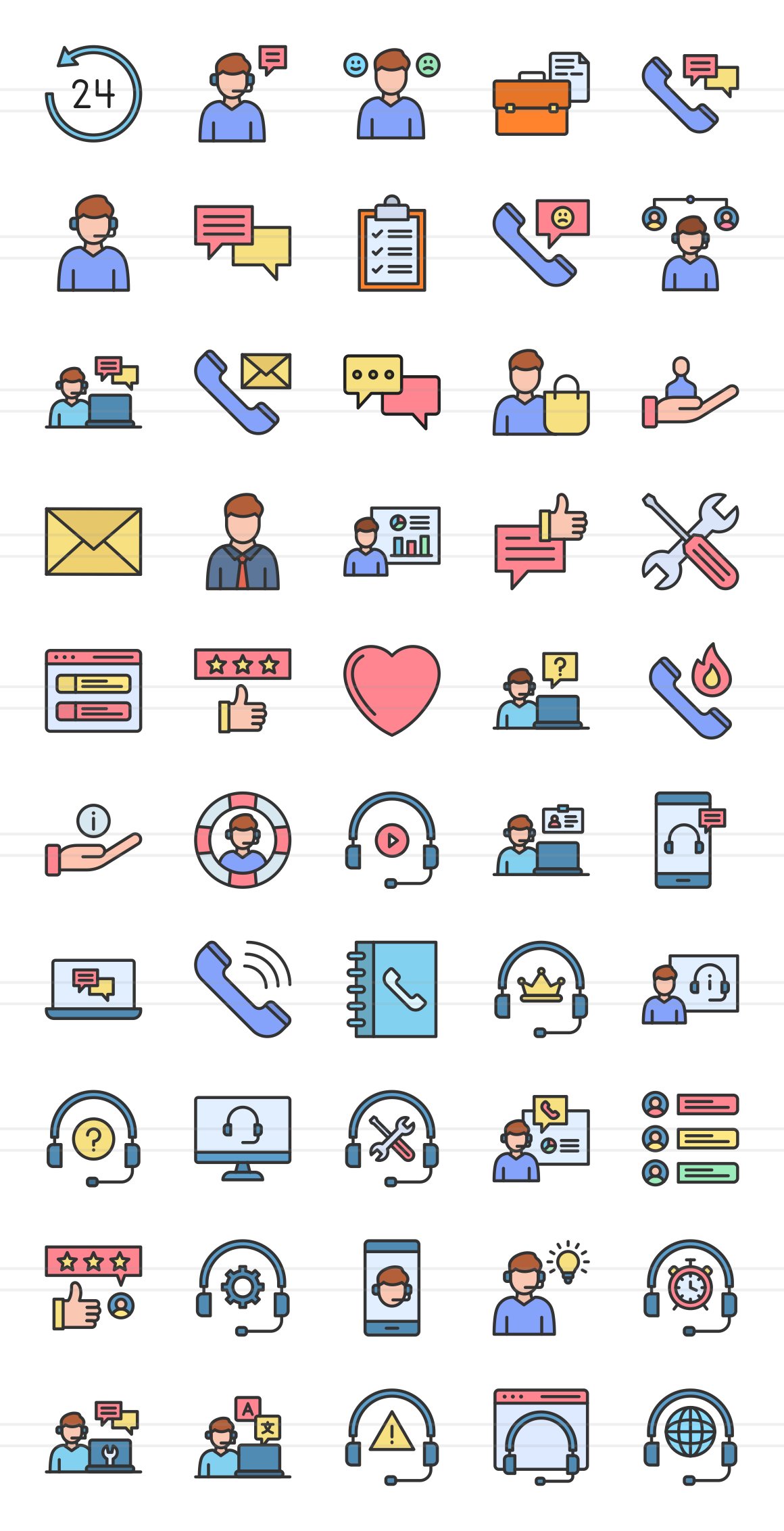 50 Customer Support Filled Line Icon preview image.