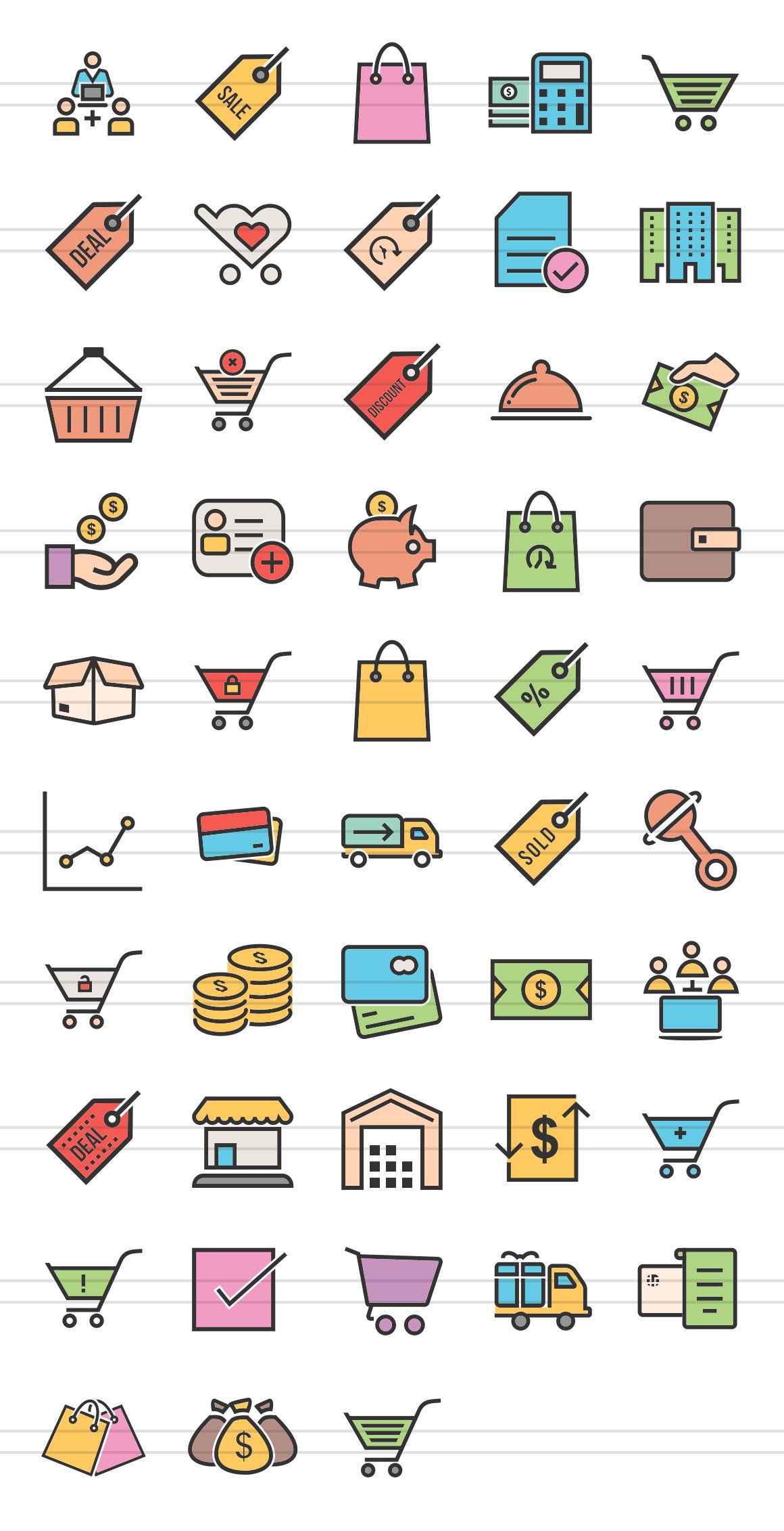 48 Ecommerce Line Filled Icons preview image.