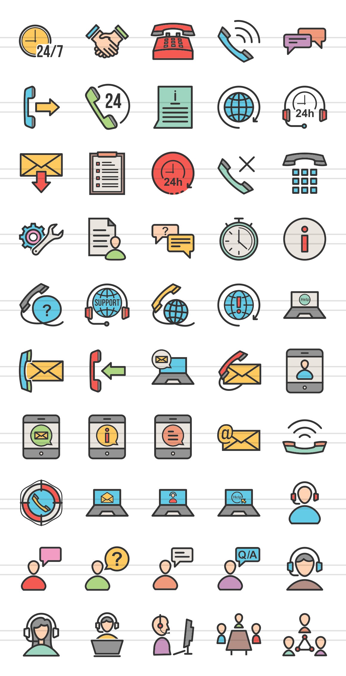 50 Customers Line Filled Icons preview image.