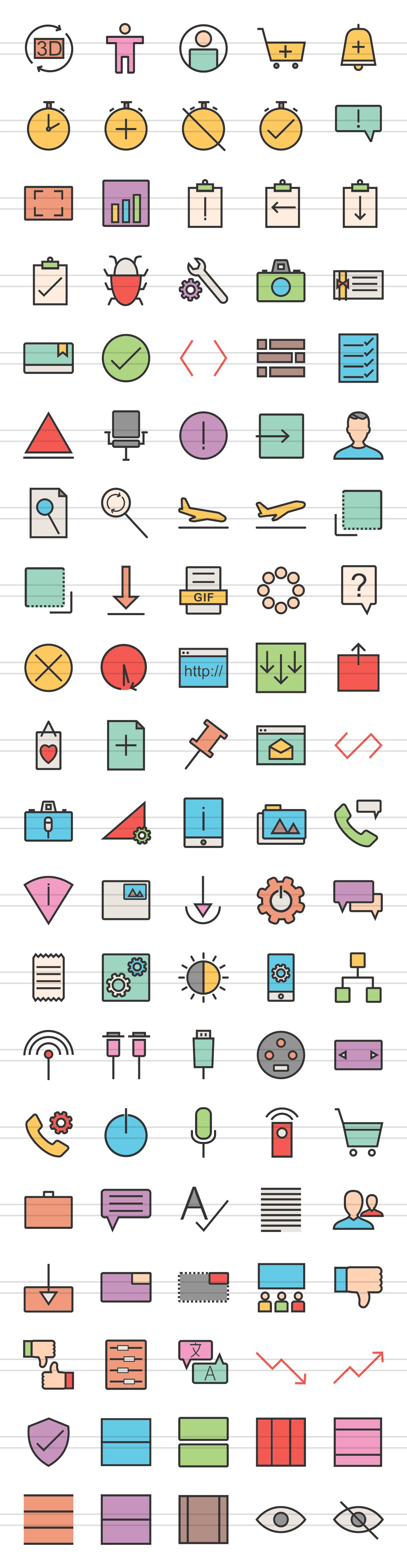 100 Material Design Filled Line Icon preview image.