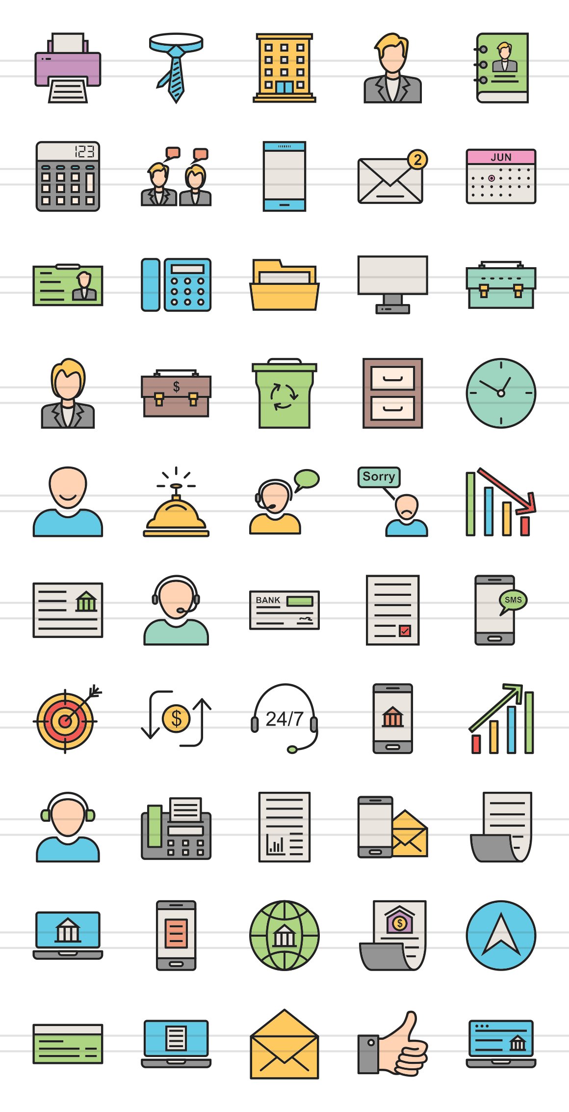 50 Business & Finance Line Icons preview image.
