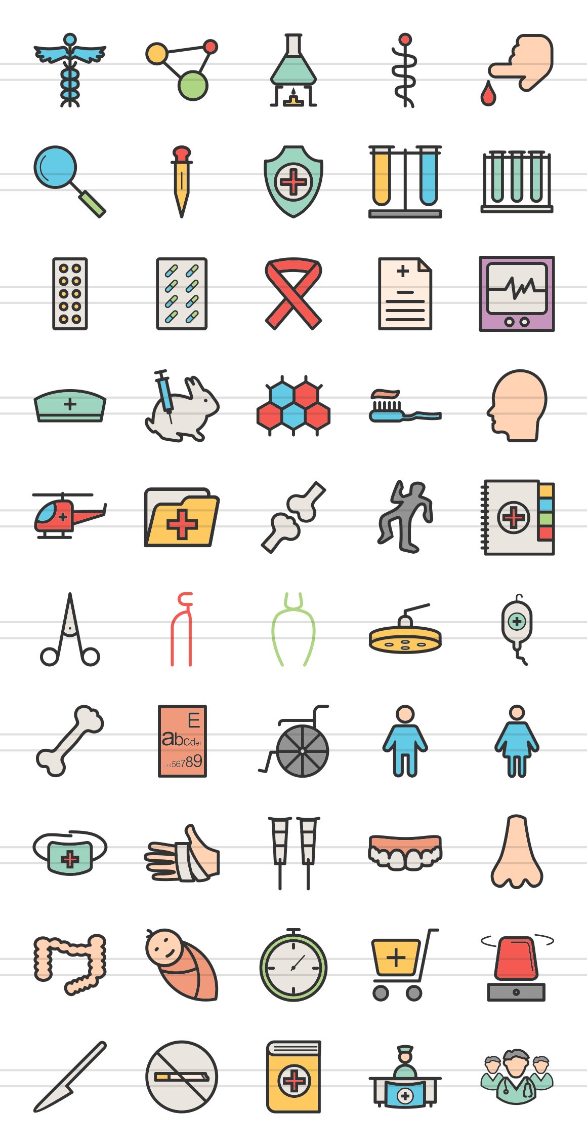 50 Healthcare Line Filled Icons preview image.