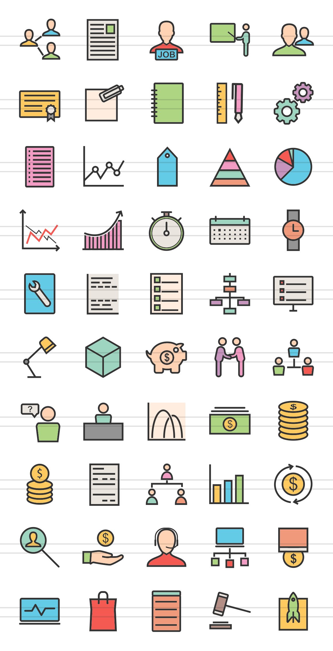 50 Business Line Filled Icons preview image.