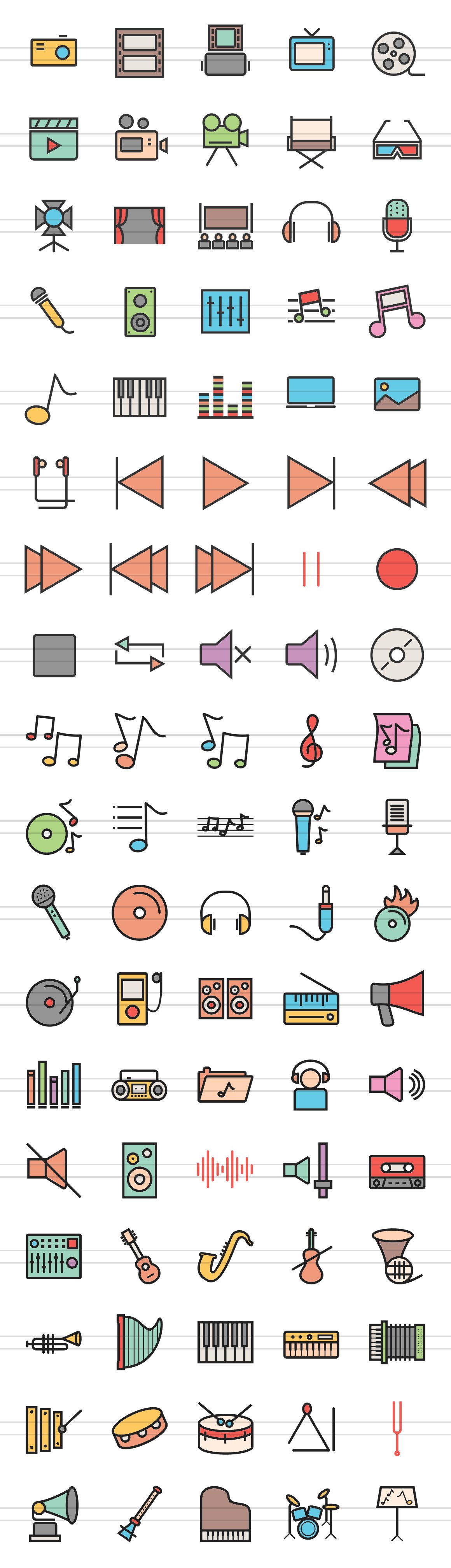 90 Music Multimedia Filled Line Icon preview image.