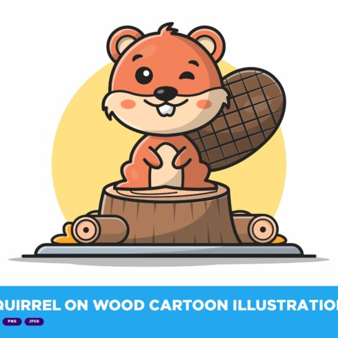 Cute Squirrel On Wood Cartoon cover image.