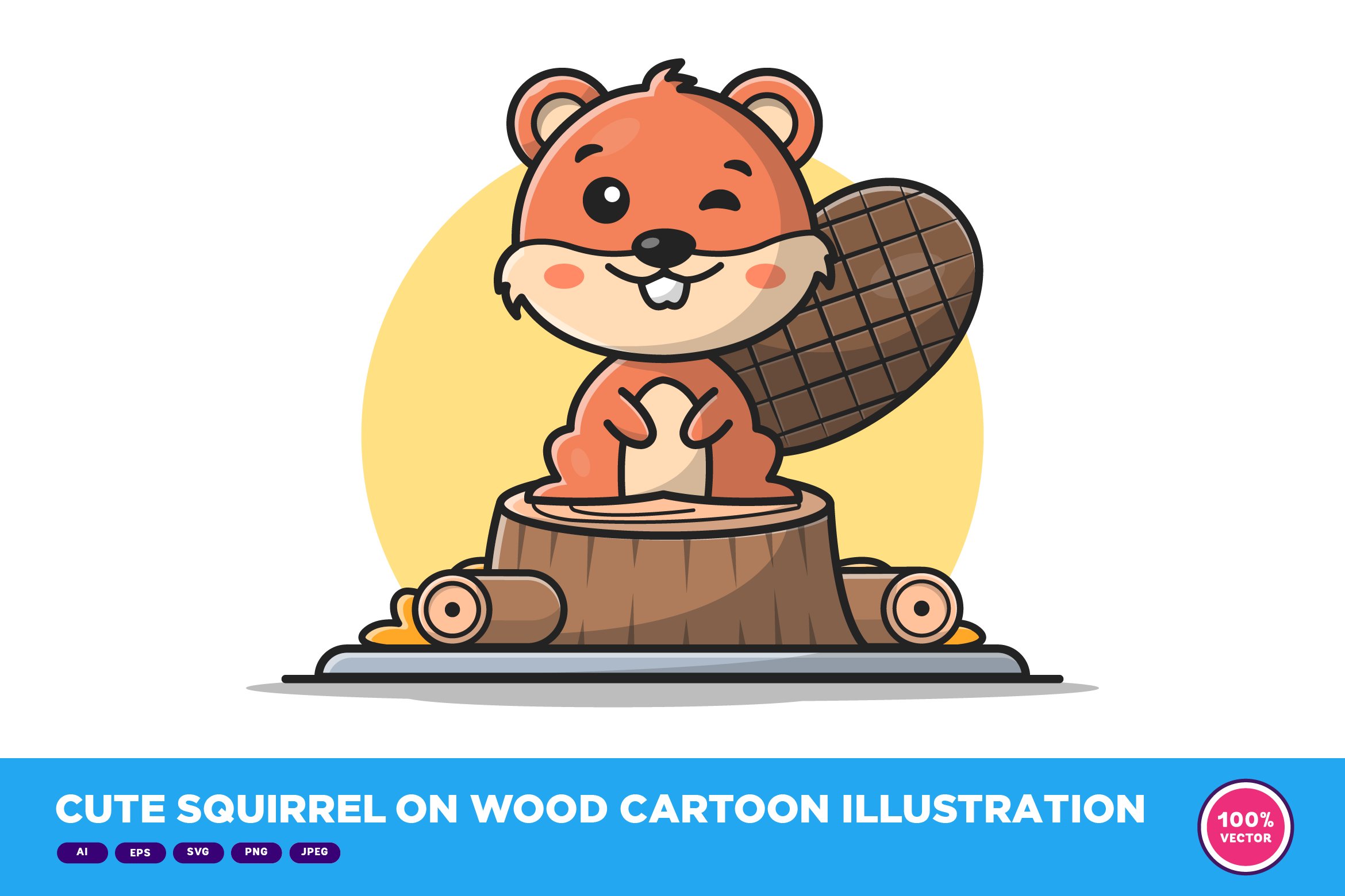Cute Squirrel On Wood Cartoon cover image.
