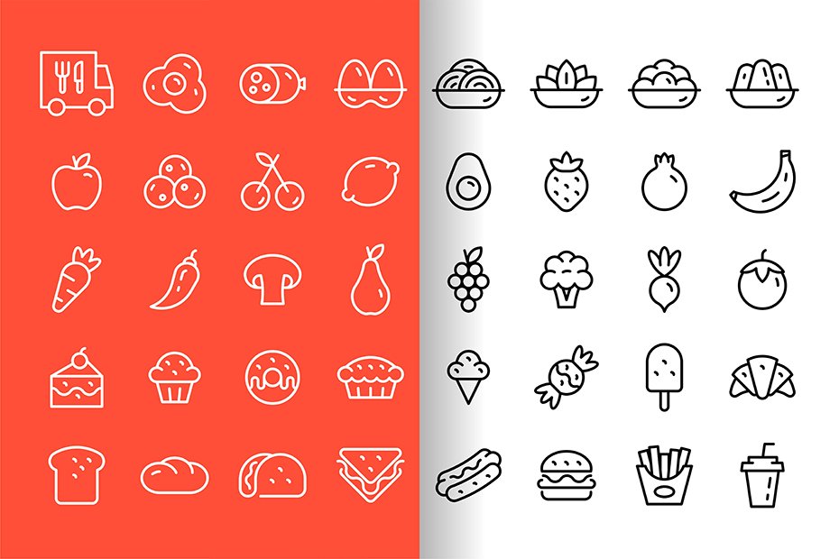 Food icons set cover image.